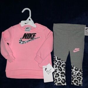 Nike Pink and Gray Leopard Print Toddler Set